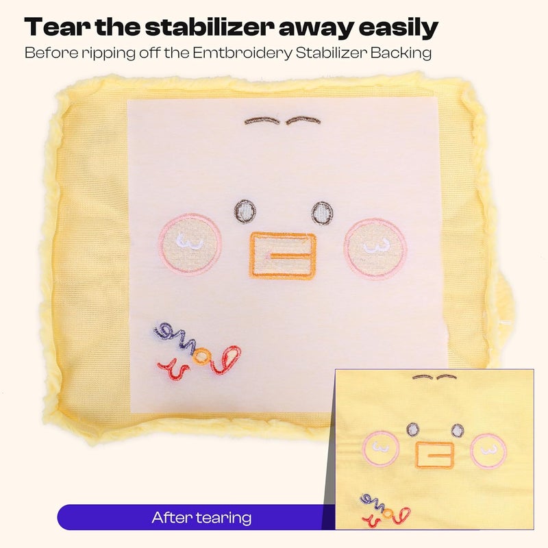 Caydo 100 Sheets 8"x8" Embroidery Stablizer, Tear Away Stablizer Precut Embroidery Stablizer for Machine Embroidery, Fits 4"x4" and 6"x6" Embroidery Hoops - Image 5